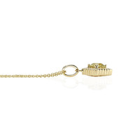 1.65 Ct. Greenish Yellow Sapphire and Natural Diamond Pave Pendant, 14K Yellow Gold Image